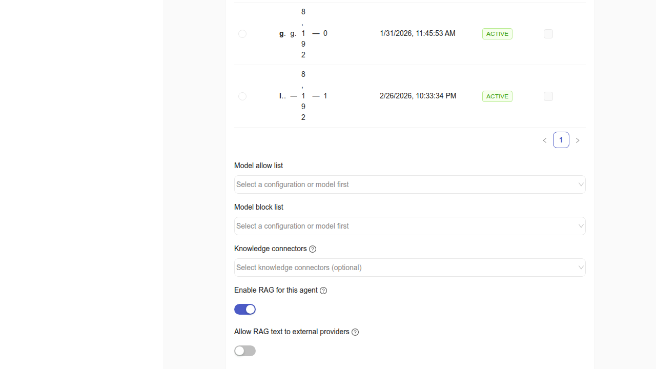 Will administration interface for agent model providers and model routes